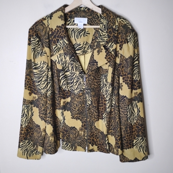 Studio C Leopard Print Jacket 24W | Zip Front Vintage Y2K Statement Fall Party - Picture 2 of 9